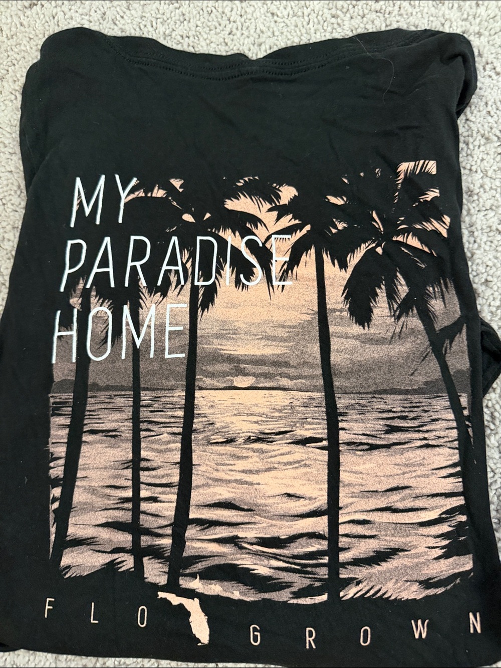 Women’s Black Long Sleeve Tee with Sunset Palms Graphic